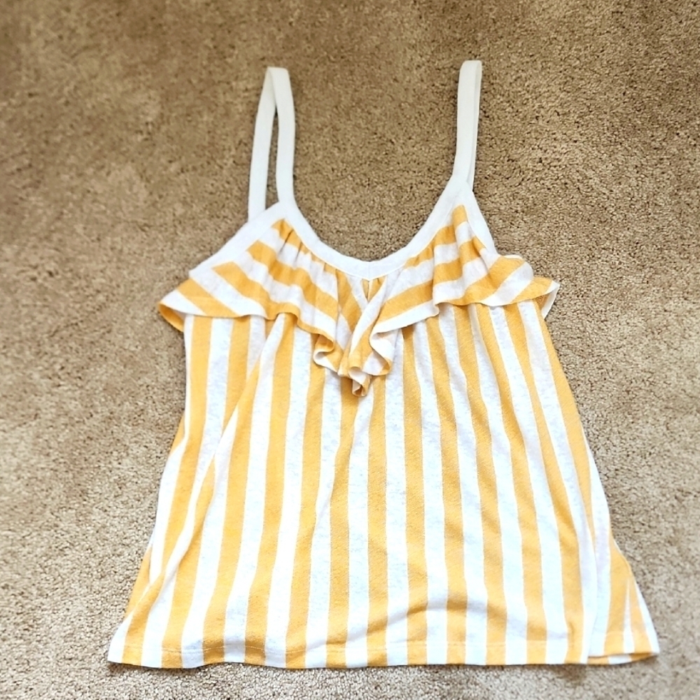 Yellow and White Striped Women's Top